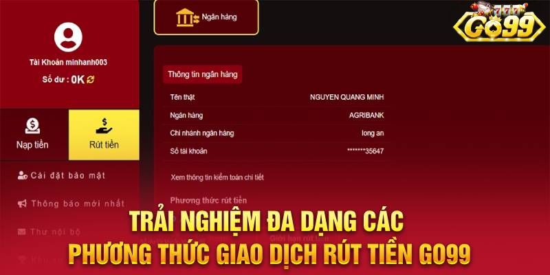 Thao tác rút tiền qua ví điện tử dễ dàng